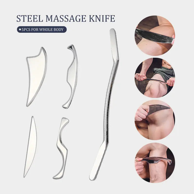 Gua Sha Tool Set of 5 – Natural Stone Massage Tools for Face & Body, Skin Lifting, Lymphatic Drainage & Relaxation