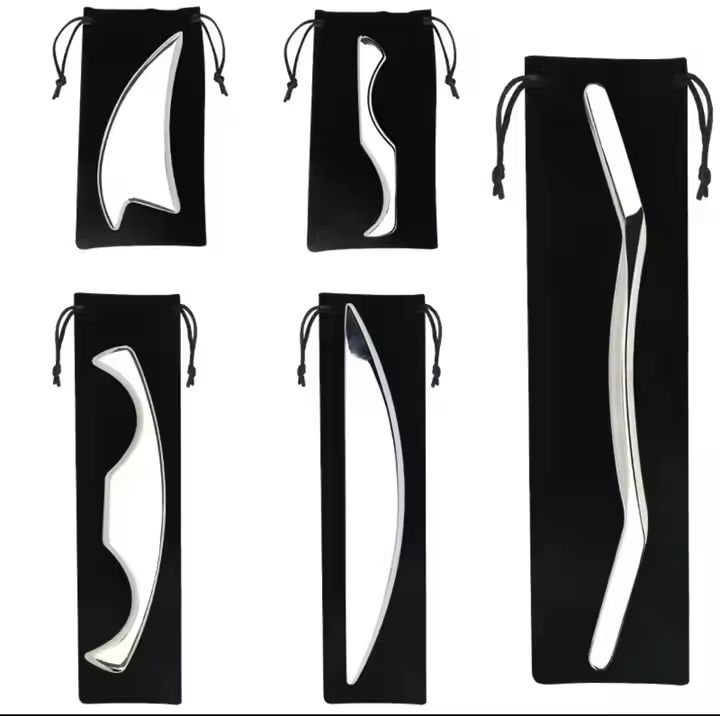 Gua Sha Tool Set of 5 – Natural Stone Massage Tools for Face & Body, Skin Lifting, Lymphatic Drainage & Relaxation