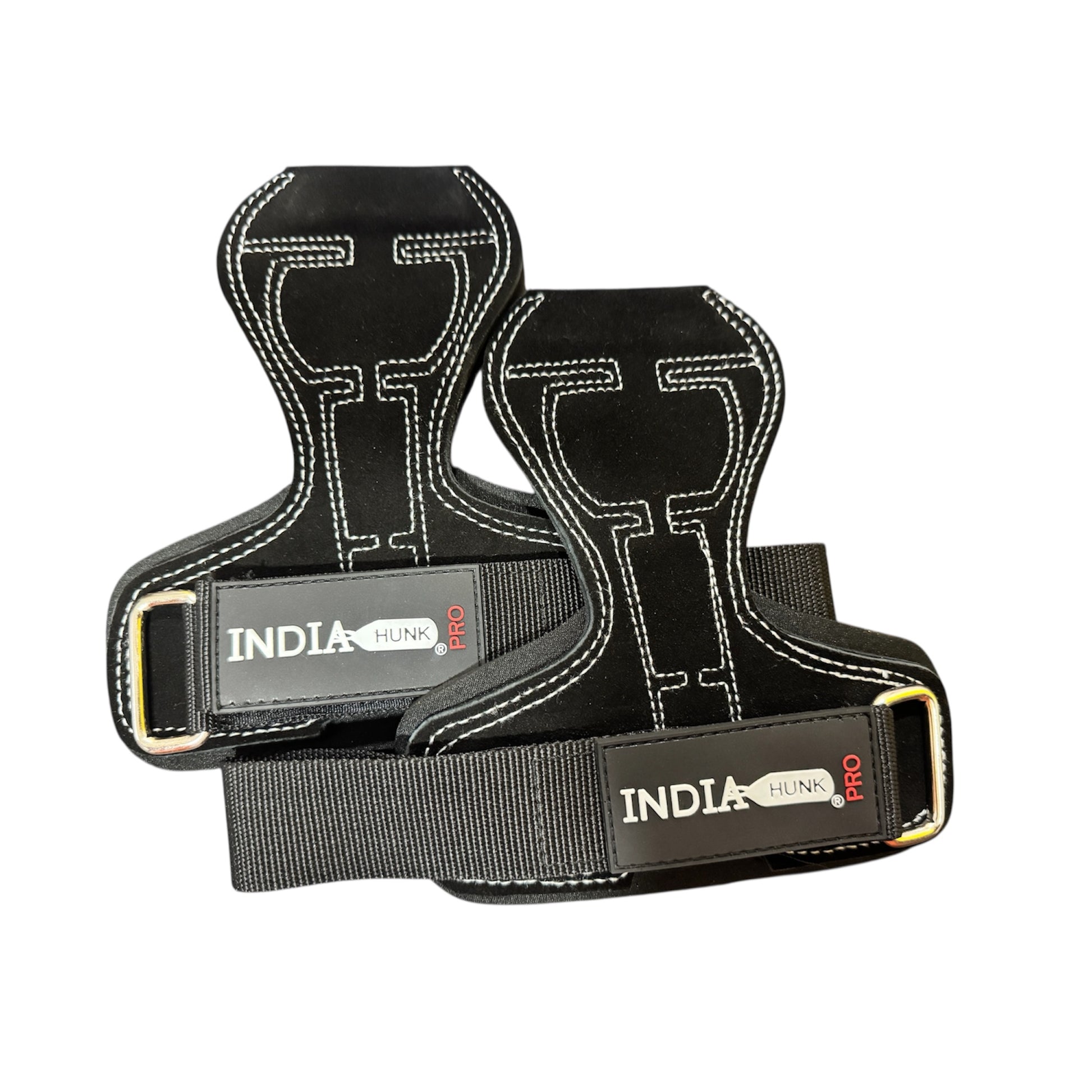 INDIAHUNK® Power Grips Weight Lifting Gloves – Full Leather, Heavy-Duty with Padded Wrist Wraps & Adjustable Grip Hooks for Gym, Deadlifts & Bodybuilding