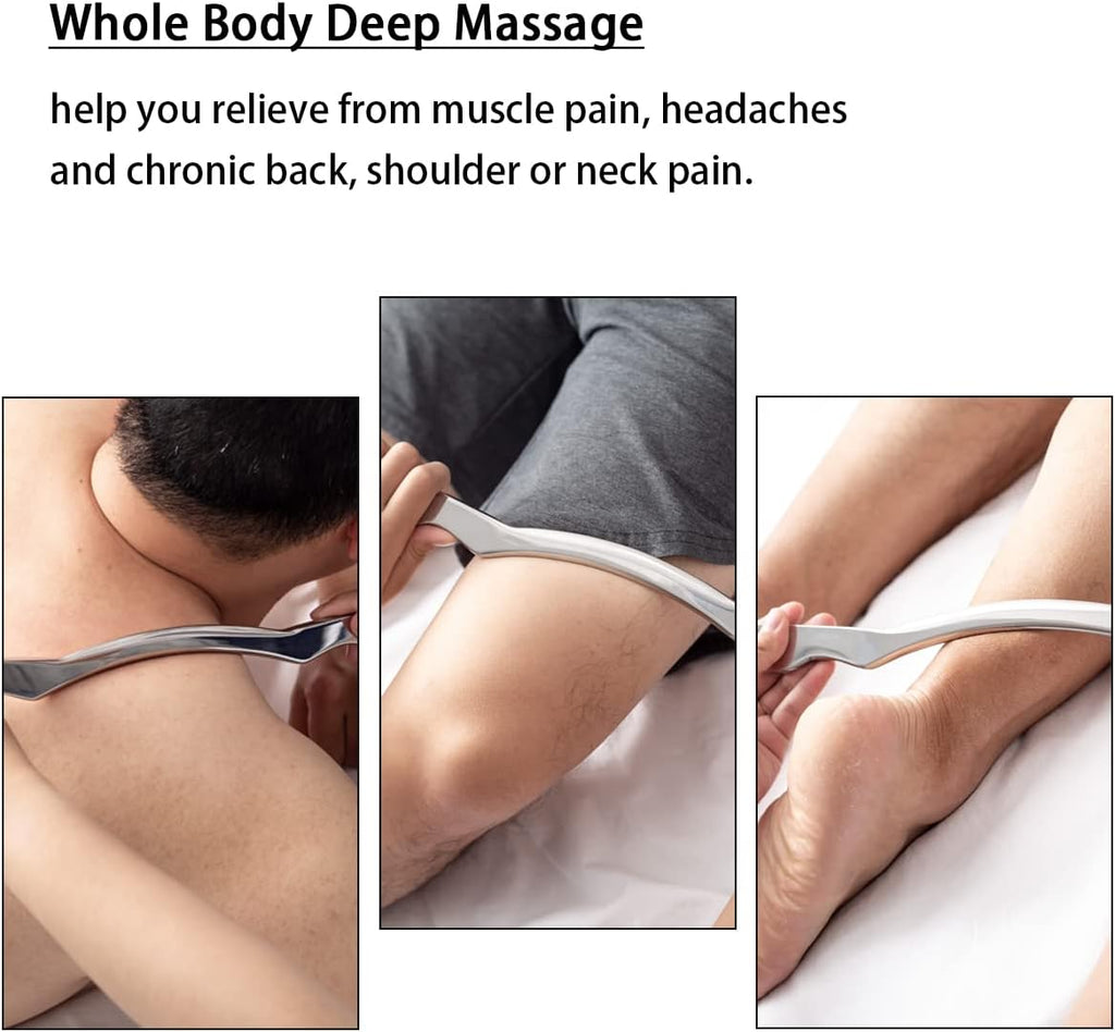 INDIAHUNK® Stainless Steel Gua Sha Scraping Massage Tool – Long Bar IASTM Tool for Soft Tissue Mobilization, Muscle Recovery & Deep Tissue Therapy