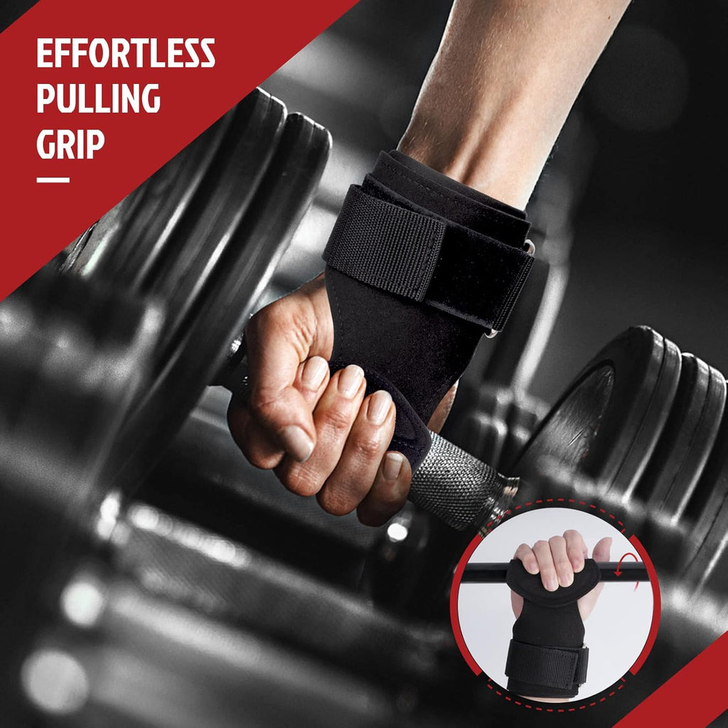 INDIAHUNK® Power Grips Weight Lifting Gloves – Heavy-Duty Gym Gloves with Padded Wrist Wraps & Adjustable Grip Hooks for Deadlifts, Pull-Ups & Bodybuilding ( purple )