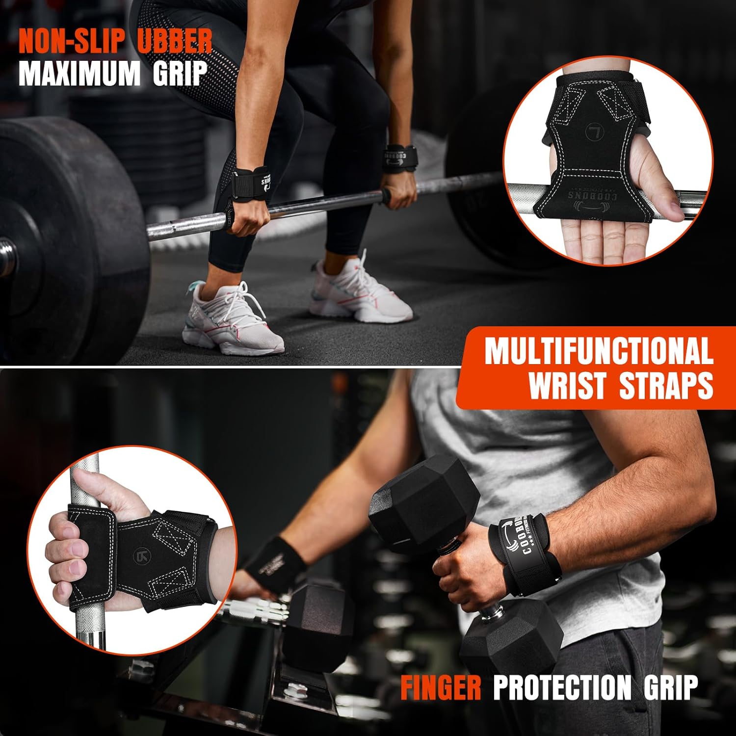 INDAIHUNK® Weight Lifting Grips (Pair) – Neoprene Padded Wrist Wraps for Heavy Powerlifting, Deadlifts, Rows & Pull-Ups"