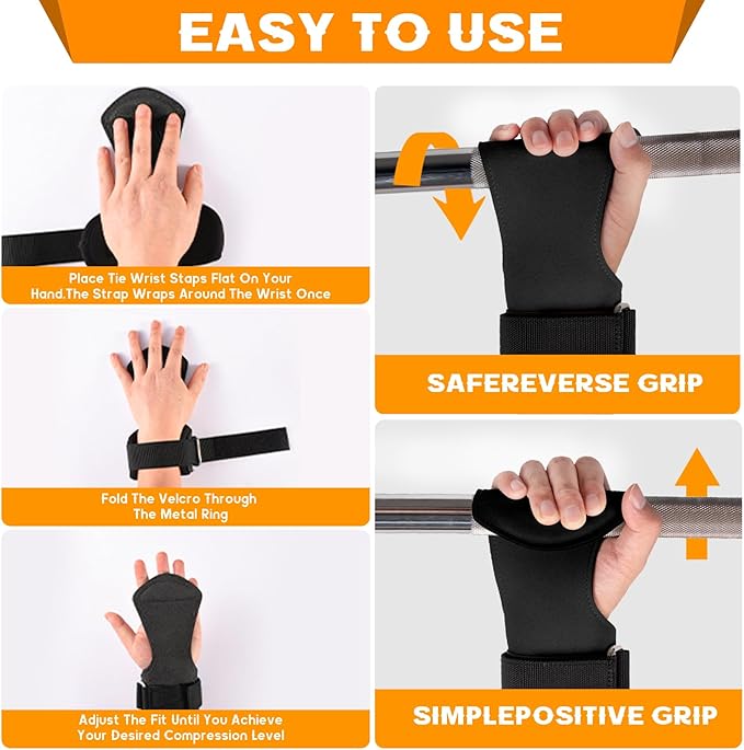 INDIAHUNK® Power Grips Weight Lifting Gloves – Heavy-Duty Gym Gloves with Padded Wrist Wraps & Adjustable Steel Grip Hooks for Deadlifts, Pull-ups & Bodybuilding