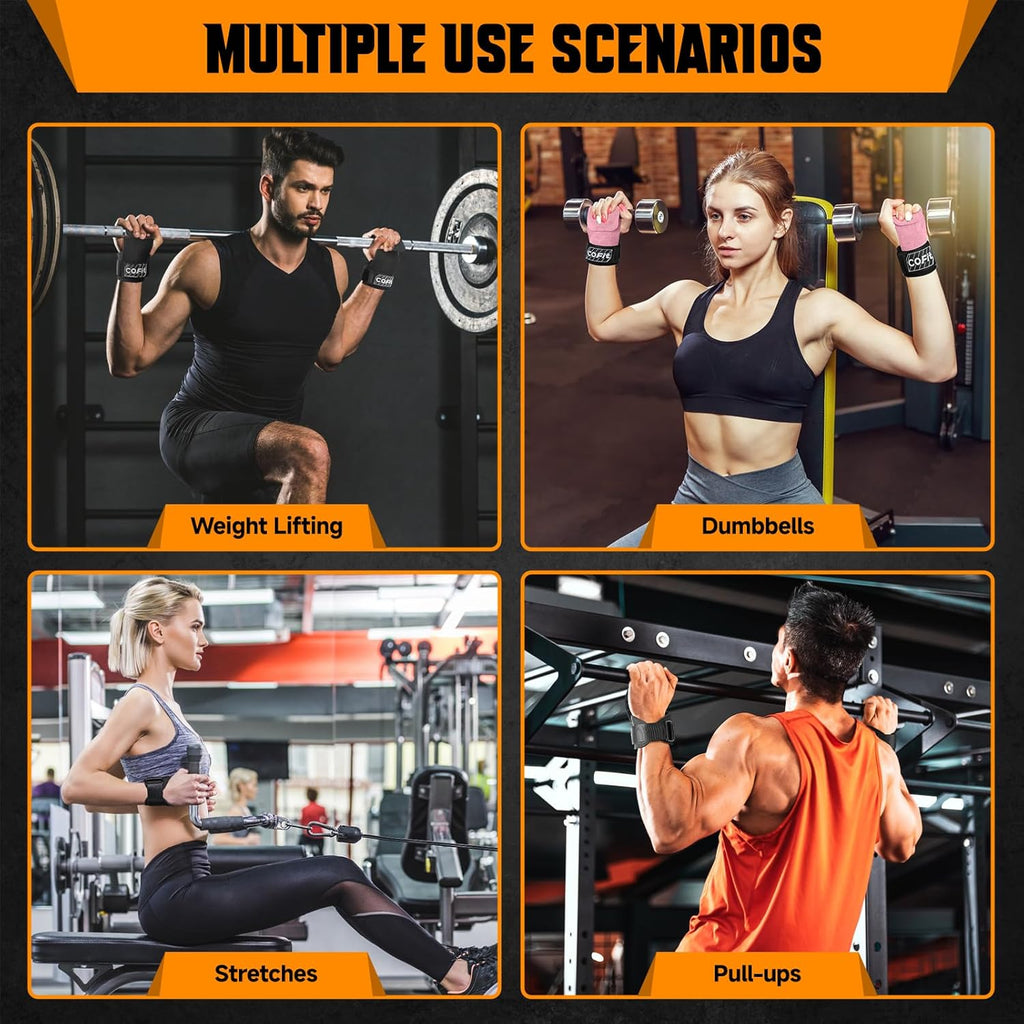 INDIAHUNK® Power Grips Weight Lifting Gloves – Heavy-Duty Gym Gloves with Padded Wrist Wraps & Adjustable Steel Grip Hooks for Deadlifts, Pull-ups & Bodybuilding