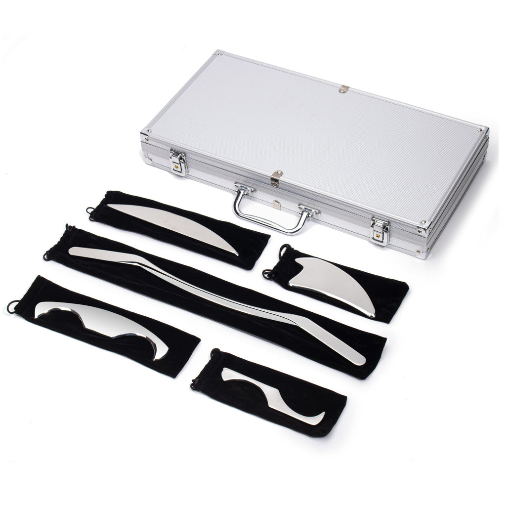 Gua Sha Tool Set of 5 – Natural Stone Massage Tools for Face & Body, Skin Lifting, Lymphatic Drainage & Relaxation