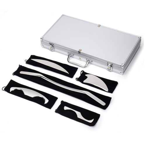 Gua Sha Tool Set of 5 – Natural Stone Massage Tools for Face & Body, Skin Lifting, Lymphatic Drainage & Relaxation