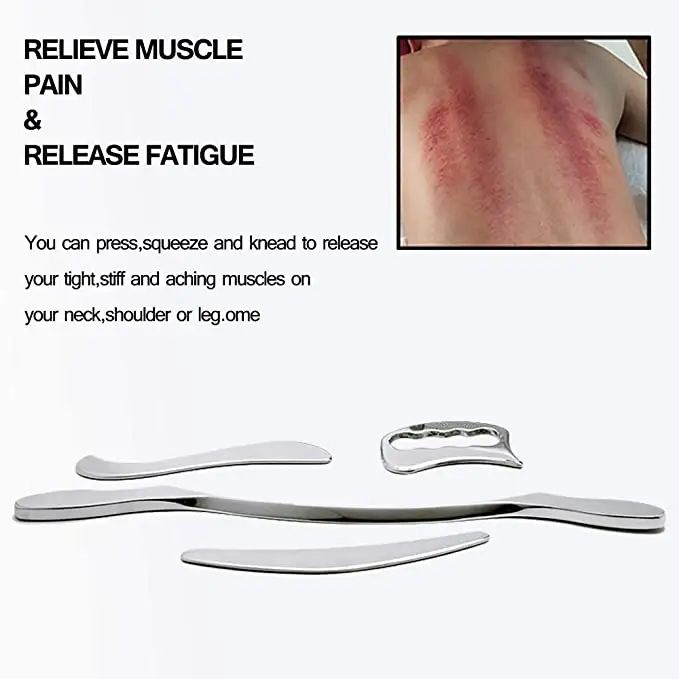 INDIAHUNK® Stainless Steel Gua Sha Scraping Massage Tool – Long Bar IASTM Tool for Soft Tissue Mobilization, Muscle Recovery & Deep Tissue Therapy