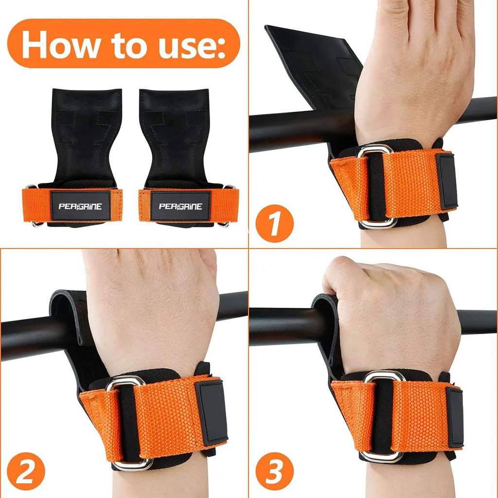 INDIAHUNK® Power Grips Weight Lifting Gloves – Heavy-Duty Gym Gloves with Padded Wrist Wraps & Adjustable Steel Grip Hooks for Deadlifts, Pull-ups & Bodybuilding